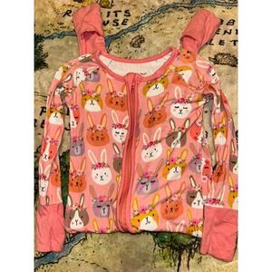 Little Sleepies Boho Bunnies Bamboo Zippy Pajamas Pink 12-18 Months LS